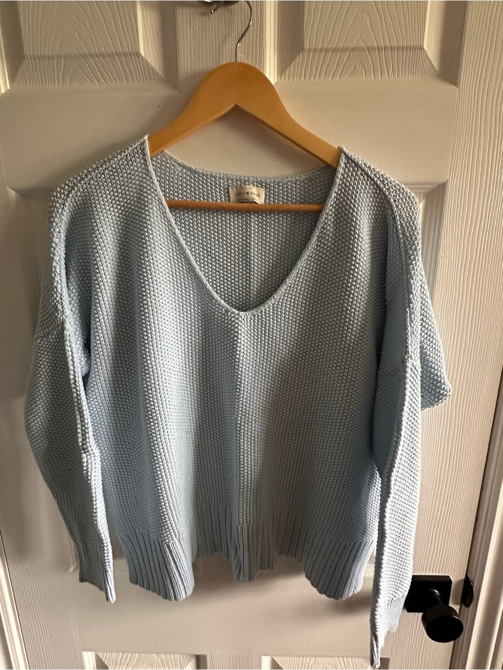 Lucky Brand Relaxed Baby Blue Vkneck Sweater